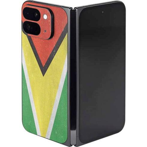 Guyana Flag Distressed Google Pixel 9 Pro Fold Skin